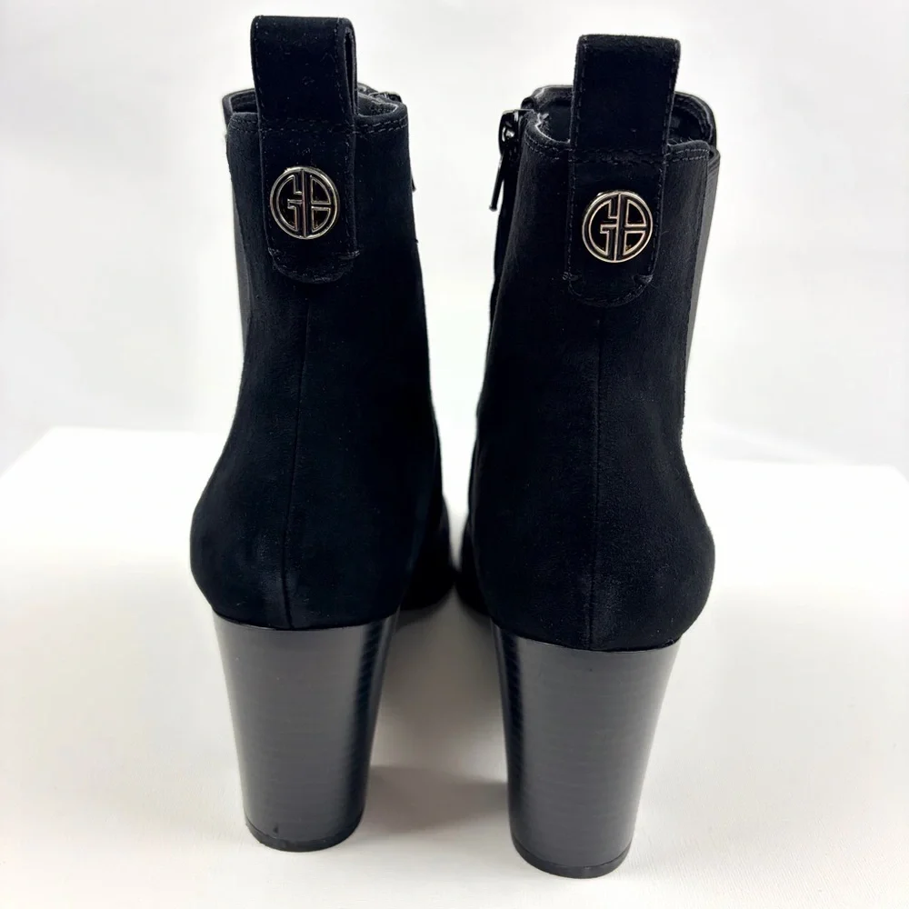 Giani Bernini Brigittef Black Suede Ankle Boots Block Heel Size 10M